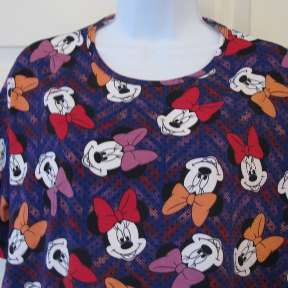 *  2/$15 LuLaRoe Irma Tunic XXS 2XS Minnie Mouse Disney NWT$35 Purple High Low - Picture 2 of 3